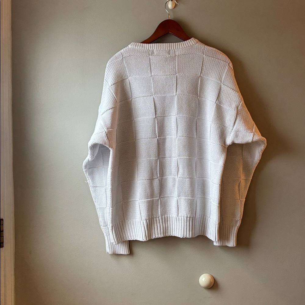 Vintage checkerboard cotton knit sweater - Picture 4 of 8